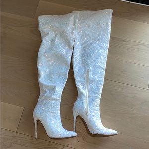 Over knee sparkling boots